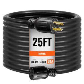 VEVOR 30 Amp Generator Cord and Power Inlet Box Kit, 25 FT, NEMA L14-30P/L14-30R STW 10 AWG Generator Power Extension Cord with Twist Lock Connector