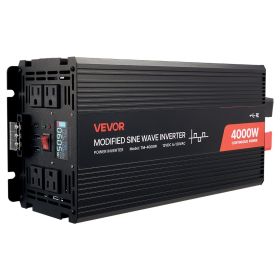 VEVOR 4000W Power Inverter, 12V DC to 120V AC Modified Sine Wave Inverter, Solar Car Charger Converter with LCD Display, Remote Control, 2 USB Ports