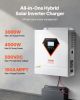 VEVOR Hybrid Solar Inverter, 3000W, All in One Pure Sine Wave Power Inverter Charger, 24V DC to 110/120V AC, with Built-in 100A MPPT Solar Controller