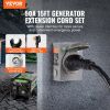 VEVOR 50 Amp Generator Cord and Power Inlet Box Kit, 15FT, NEMA 14-50P/SS2-50R STW 6/3+8/1 AWG Generator Power Cord with Twist Lock Connector